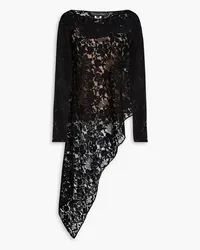 Oscar de la Renta Asymmetric corded lace top - Black Black