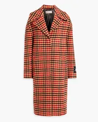 Marni Checked wool-blend felt coat - Orange Orange