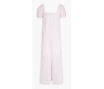 Broderie anglaise cotton midi dress - Pink