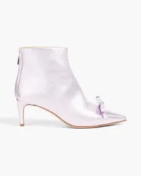 RED Valentino Bow-embellished metallic suede ankle boots - Purple Purple