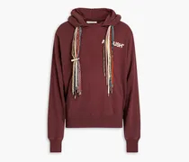 Printed French cotton-terry hoodie - Burgundy