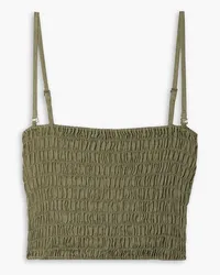 ATM Cropped shirred linen top - Green Green