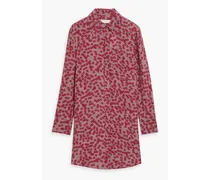 Scoutt printed silk-crepe mini shirt dress - Red