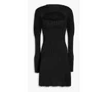 Sully cutout metallic ribbed-knit mini dress - Black