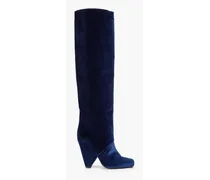 Velvet knee boots - Blue