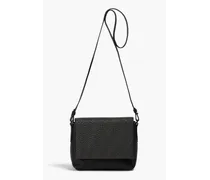 Bead-embellished leather shoulder bag - Black