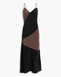 Equipment Forain two-tone washed-silk midi slip dress - Black Black