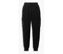 Crinkled cotton track pants - Black