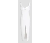 Crystal-embellished satin midi dress - White