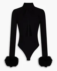 Magda Butrym Feather-embellished cutout wool-blend bodysuit - Black Black