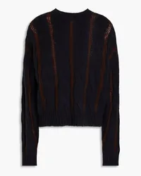 NAADAM Striped cable-knit merino wool and cashmere-blend sweater - Black Black