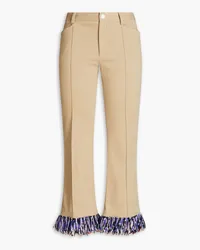 Emilio Pucci Crystal-embellished cotton-blend twill flared pants - Neutral Neutral