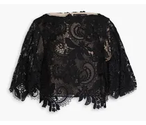Scalloped corded lace blouse - Black