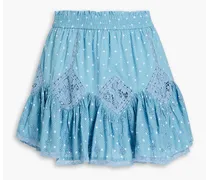 Adia gathered polka-dot cotton mini skirt - Blue