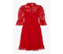 Spring polka-dot flocked tulle mini dress - Red