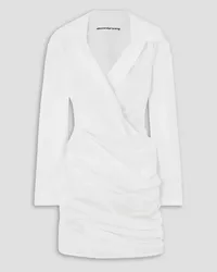 Alexander Wang Wrap-effect draped cotton-twill mini shirt dress - White White