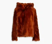 Shearling hooded jacket - Brown