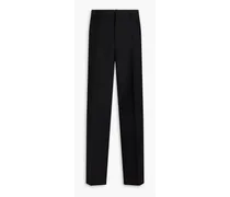 Wool and silk-blend twill trousers - Black