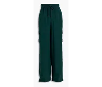 Silk-satin cargo pants - Green