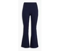 Embroidered stretch-jersey flared leggings - Blue