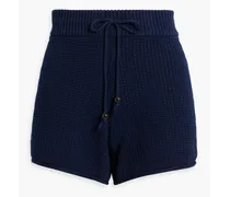 Crochet-knit cotton shorts - Blue