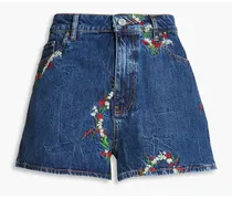 Embroidered denim shorts - Blue