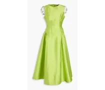 Bambi embellished wool and silk-blend duchesse satin midi dress - Green