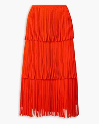 Proenza Schouler Tiered fringed knitted maxi skirt - Orange Orange