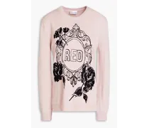 Embroidered intarsia-knit sweater - Pink