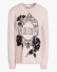 RED Valentino Embroidered intarsia-knit sweater - Pink Pink