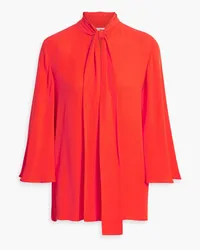 Valentino Garavani Tie-front silk-crepe blouse - Red Red