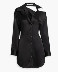 Alexander Wang Cutout silk-satin mini shirt dress - Black Black