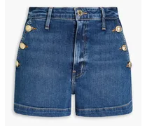Button-detailed denim shorts - Blue