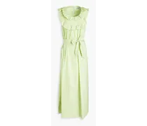 Ruffled cotton-blend poplin maxi dress - Green