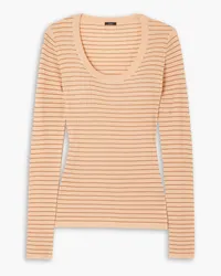 Joseph Striped ribbed merino wool top - Orange Orange