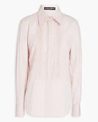 Dolce & Gabbana Ruffled pointelle-knit cotton-poplin shirt - Pink Pink