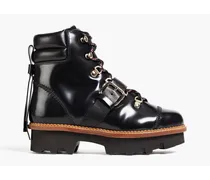 RED Valentino Buckled polished leather ankle boots - Black Black