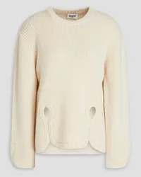 Claudie Pierlot Cutout ribbed wool-blend sweater - White White