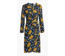 Thanatos wrap-effect floral-print crepe midi dress - Yellow
