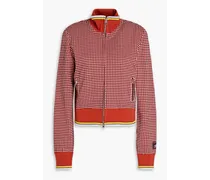 Jacquard-knit zip-up cardigan - Red
