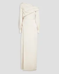 THEIA One-shoulder draped satin-crepe gown - White White