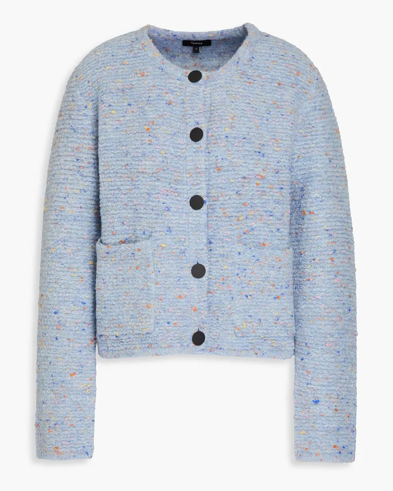 Theory Donegal bouclé-knit merino wool-blend cardigan - Blue Blue