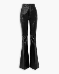 Rick Owens Bolan coated cotton-blend twill flared pants - Black Black