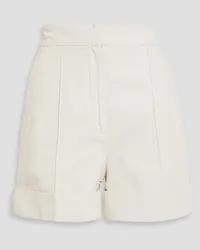 Brunello Cucinelli Bead-embellished cotton and linen-blend drill shorts - White White