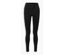 Embellished stretch-knit skinny pants - Black