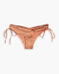 Isa Boulder Rev ruched stretch-satin bikini briefs - Brown Brown