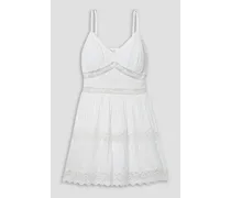 Cinnamon pintucked crochet-trimmed cotton-voile mini dress - White