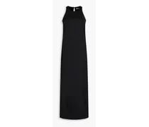 Wool-blend crepe de chine maxi dress - Black