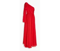 Altheda one-shoulder bow-embellished crepon gown - Red