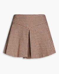 Maje Pleated Prince of Wales checked tweed shorts - Brown Brown